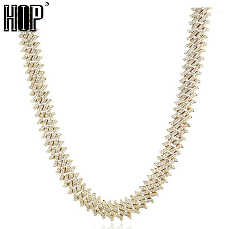 

Hip Hop 16MM Bling Iced Out Men's Thorns Prong Cuban Link Chain + Cubic Zirconia Necklace For Men Women Jewelry Chains