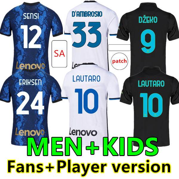 

Size:S-4XL BARELLA soccer jersey VIDAL LAUTARO ERIKSEN ALEXIS DZEKO CORREA inter 21 22 football shirts 2021 2022 uniforms men + kids fans+player version 3rd black tops, 21/22 away player