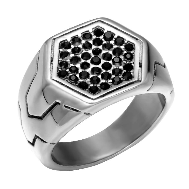 

Cluster Rings HIP Hop Honeycomb Male Crystal Cool Titanium Stainless Steel Signet Honey Bee For Men Jewelry Drop, Golden;silver
