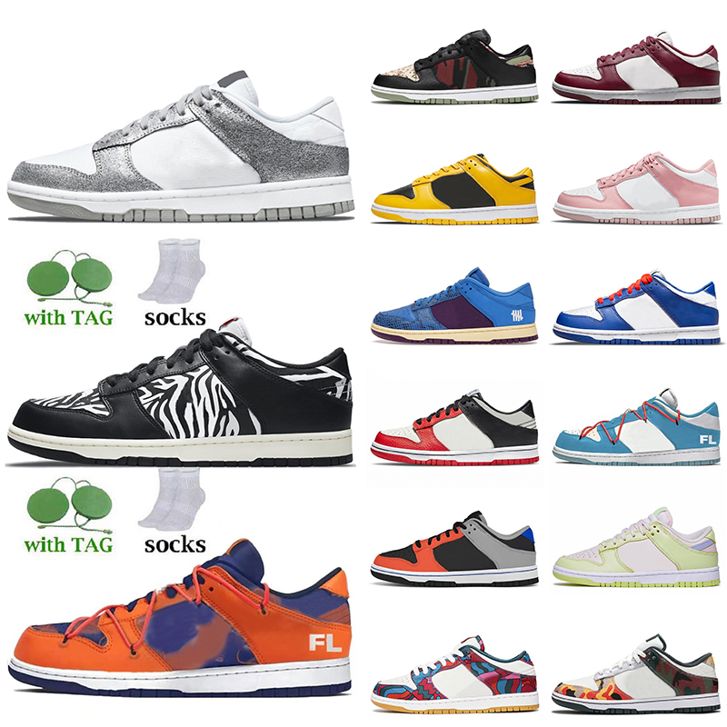 

2021 Off Women Mens Skateboard Running Shoes SB Low Sports Sneakers Shimmer Orange Zebra Bordeaux Black Multi Camo Goldenrod Trainers Size 36-45