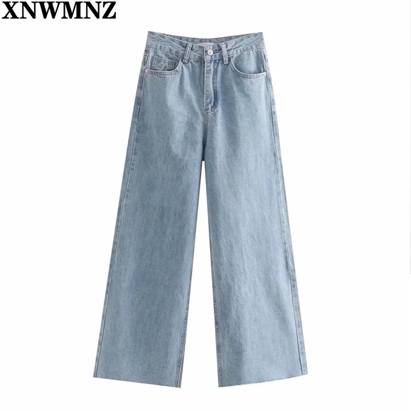 

Light Blue Denim Trousers Vintage Wide Leg Pants Women Korean Straight Long High Waist Casual Loose With Belt Spring 210520, Royal blue