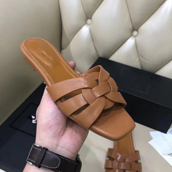 

Fashion Women Sandals slides Summer Flats Sexy real leather platform sandals Flats Shoes Ladies Beach shoes with box 35, Beige