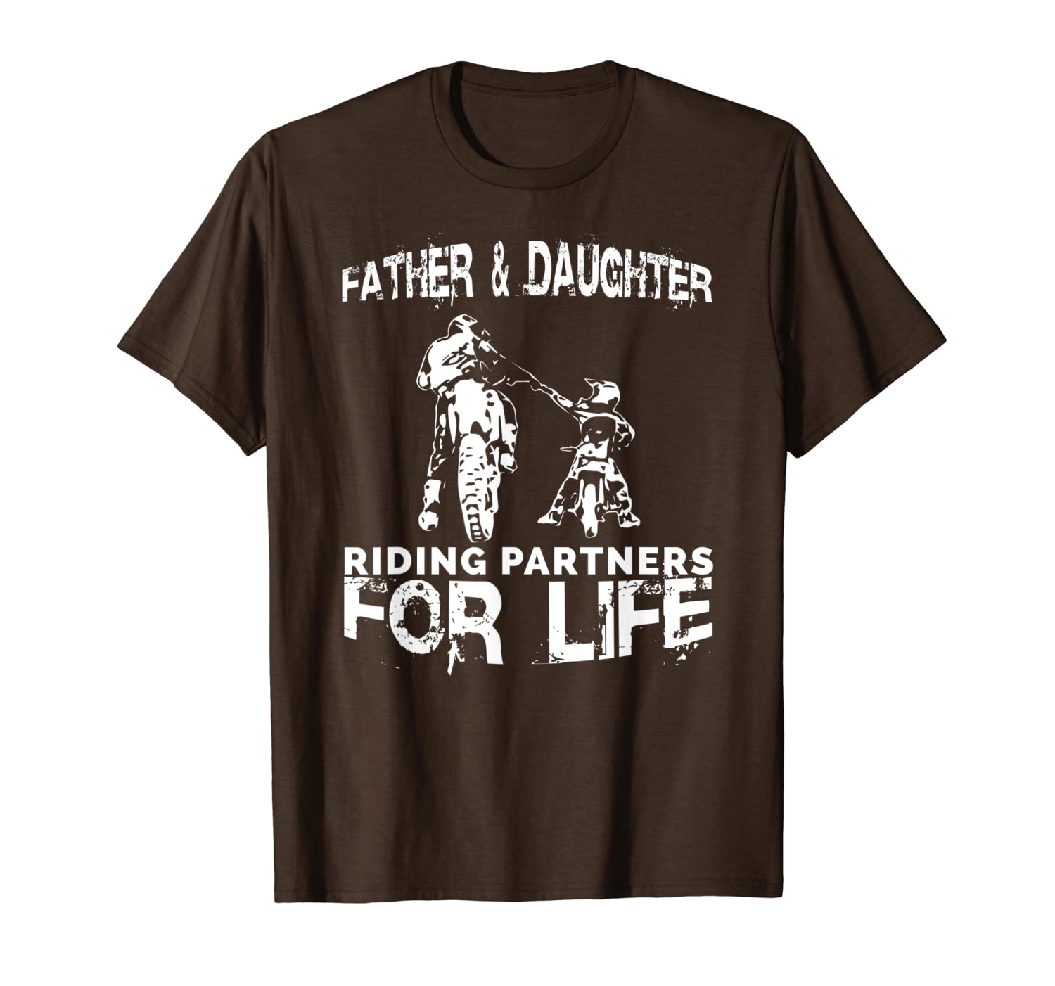 

father daughter riding partners for life t-shirt dads, White;black