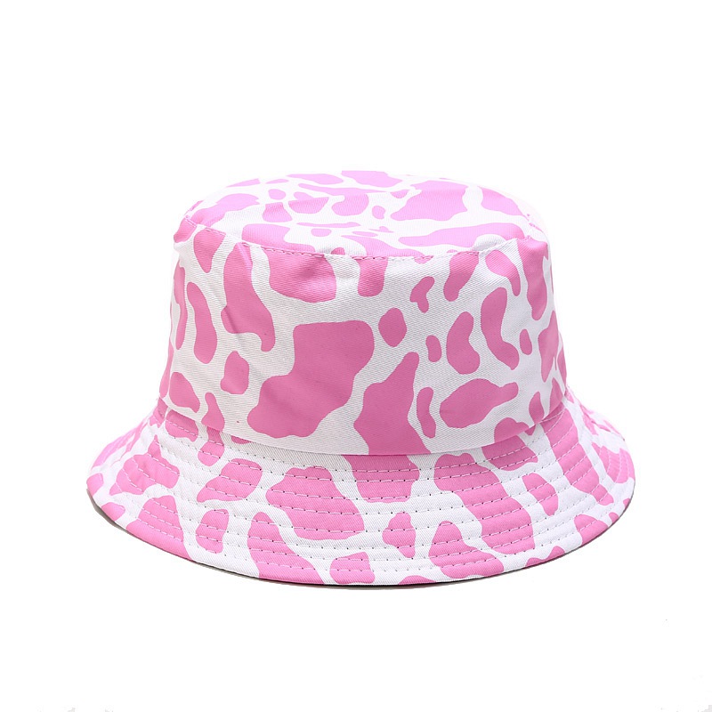 

New Bucket Hats Cow Printing Womens Summer Hat Fisherman Hat Reversible Casual Sun Hat Outdoor Panama Hip Hop Hats for Lovers, Black