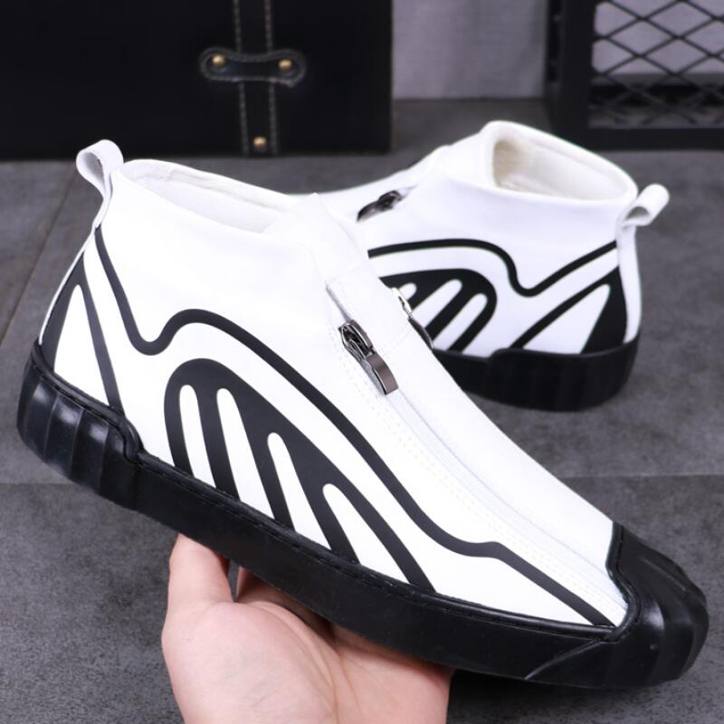

2021 new men's high top plate shoes breathable zipper men's sportswear shoes b24, Style1