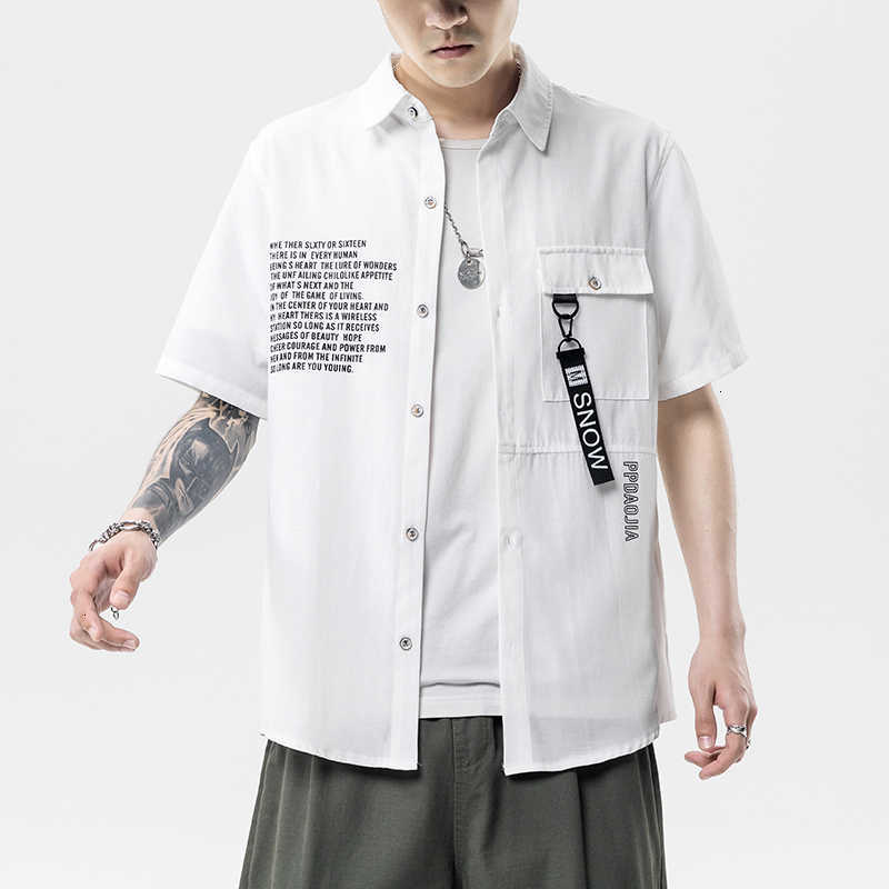 

men's polos brand beach summer hip hop streetwear short sleeves black white collar korea style shirt for harajuku clothing 0pho, White;black