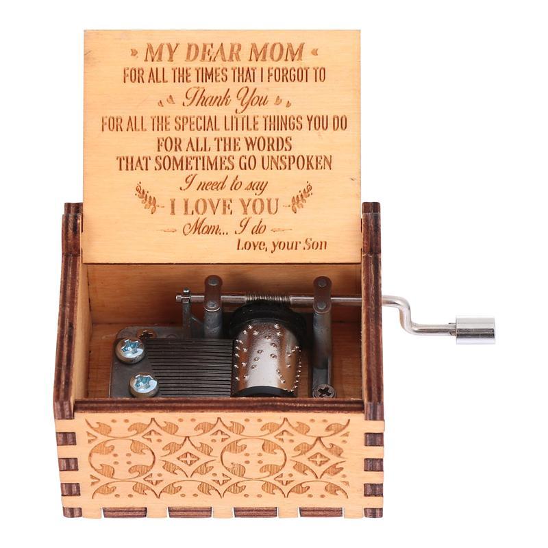 

Wooden Music Box Manual Decor Clockwork For Mother's Day Party Favor