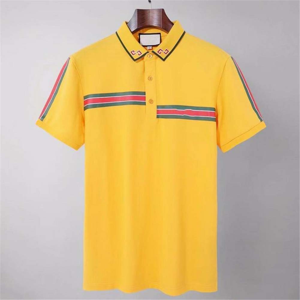 

Polo shirt T-shirt mens color stripes embroidered printing letters short sleeve classic business mens shirt 100% cotton M-2XL, White;black