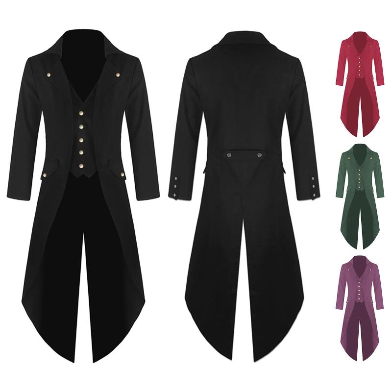 

Men's Trench Coats Retro Tailcoat Suit Jacket Gothic Steampunk Long Victorian Frock Coat Cosplay Male Single Breasted Swallow Uniform, Pp