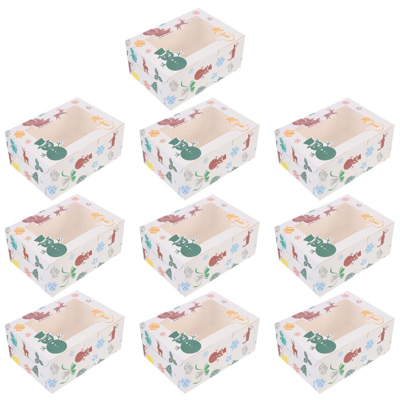 

Gift Wrap 10pcs Pastry Packing Boxes Dessert Cake Storage Xmas Paper Box