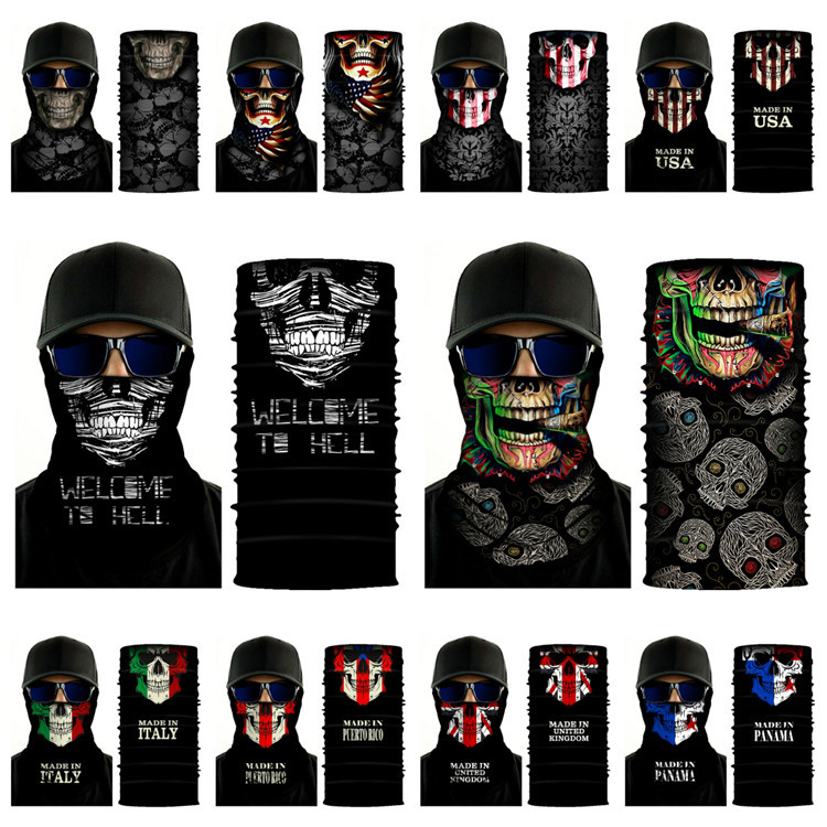 

Multi-function Skull Scarf Print Cycling Masks Headgear Seamless Magic Scarf Halloween Party Masks 20style T2i51113