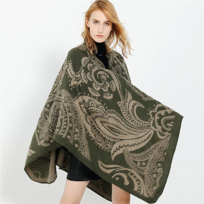 

Scarves Fashion Winter Warm Ponchos And Capes For Women Oversized Shawls Wraps Cashmere Pashmina Female Bufanda Mujer