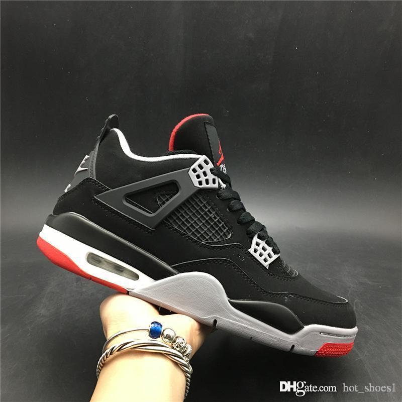 

Air 4 OG Bred 308497-060 2019 Black Red 4s IV Kicks Men Sports Shoes Casual Sneakers Good Quality Trainers Kicks With Original Box