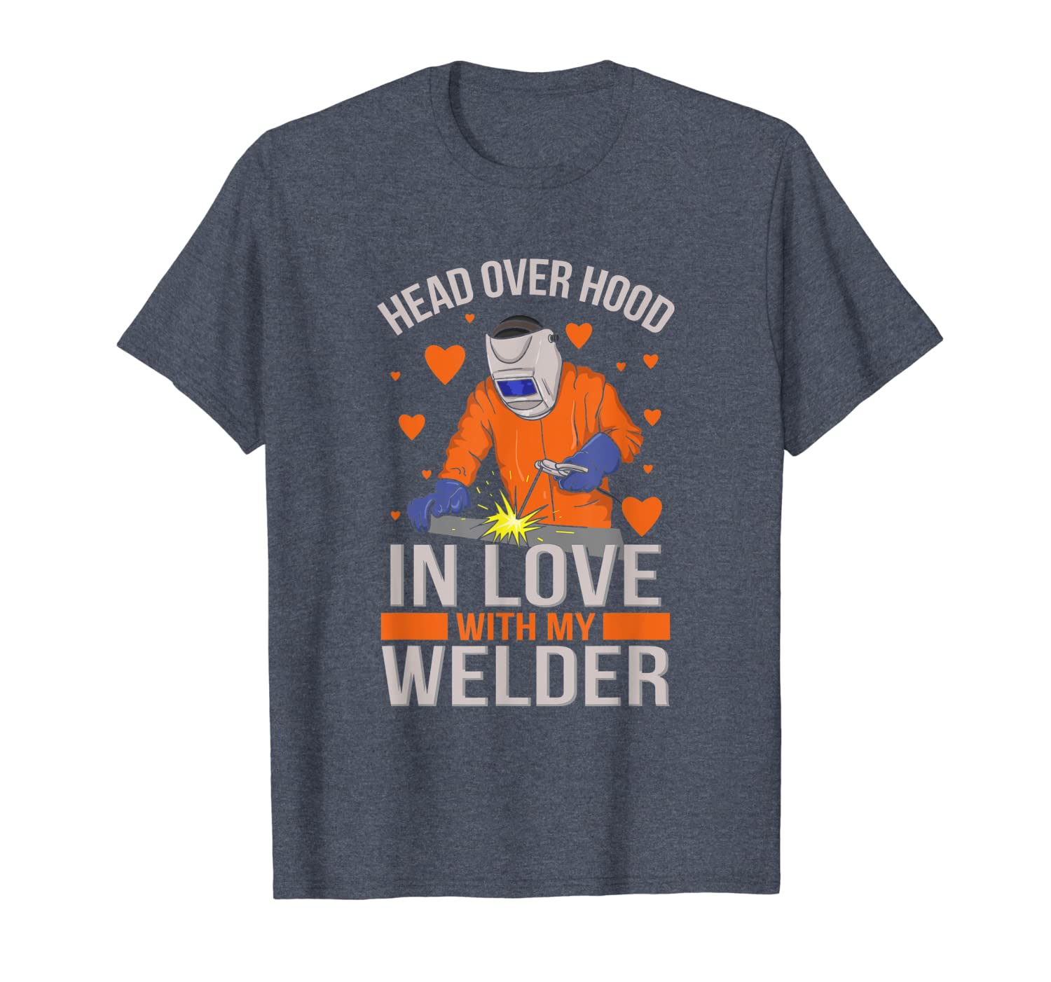 

head over hood in love with my welder i gift for welder-wife, White;black
