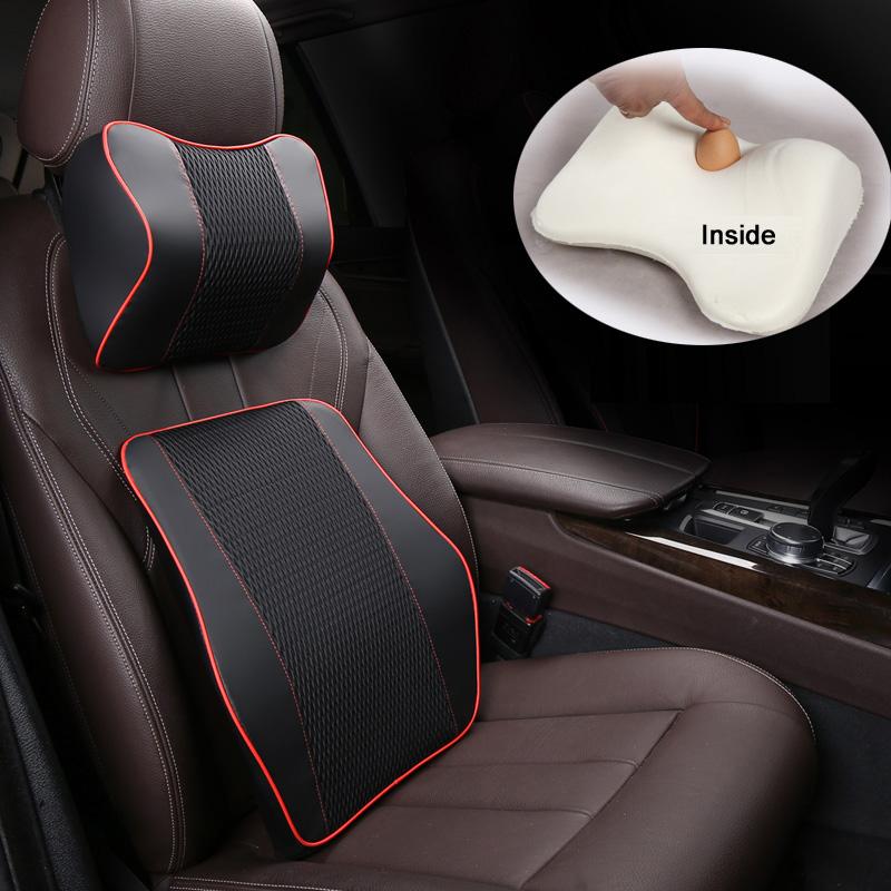 

Seat Cushions Pu Leather And Fabric Car Headrest Pillow Universal Memory Foam Comfortable Neck Pillows Fit Most Cars Quality Good E1 X25