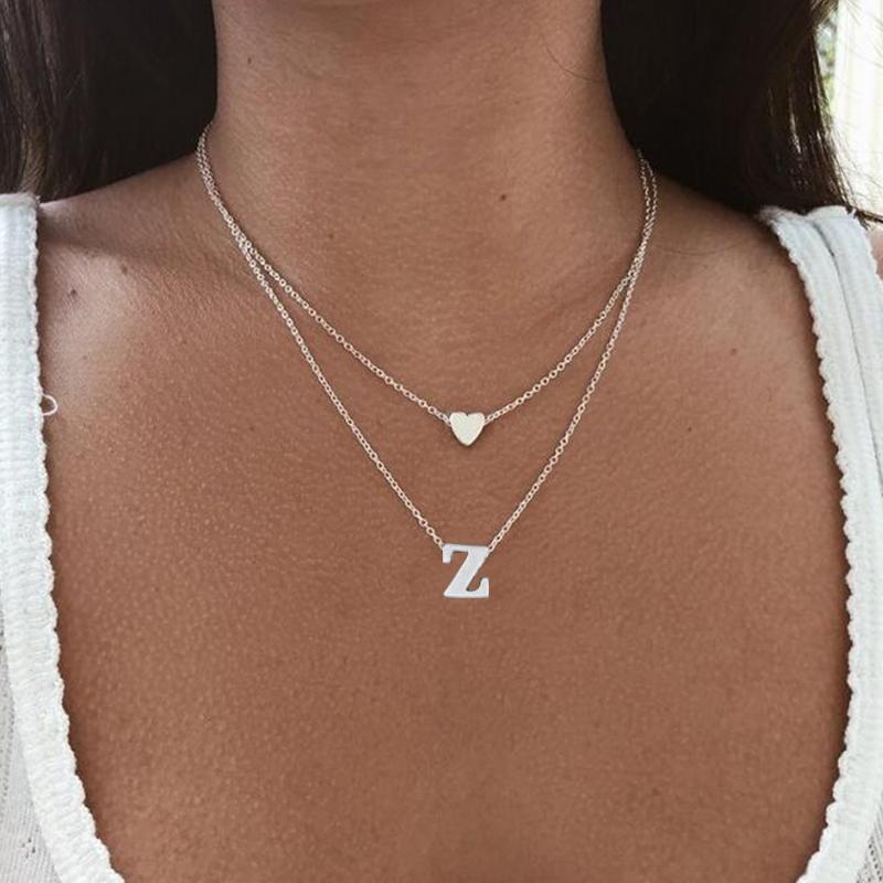

Pendant Necklaces Fashion Tiny Initial Necklace Women Personalize Letter Name Choker Jewelry Gift Accessory, Silver
