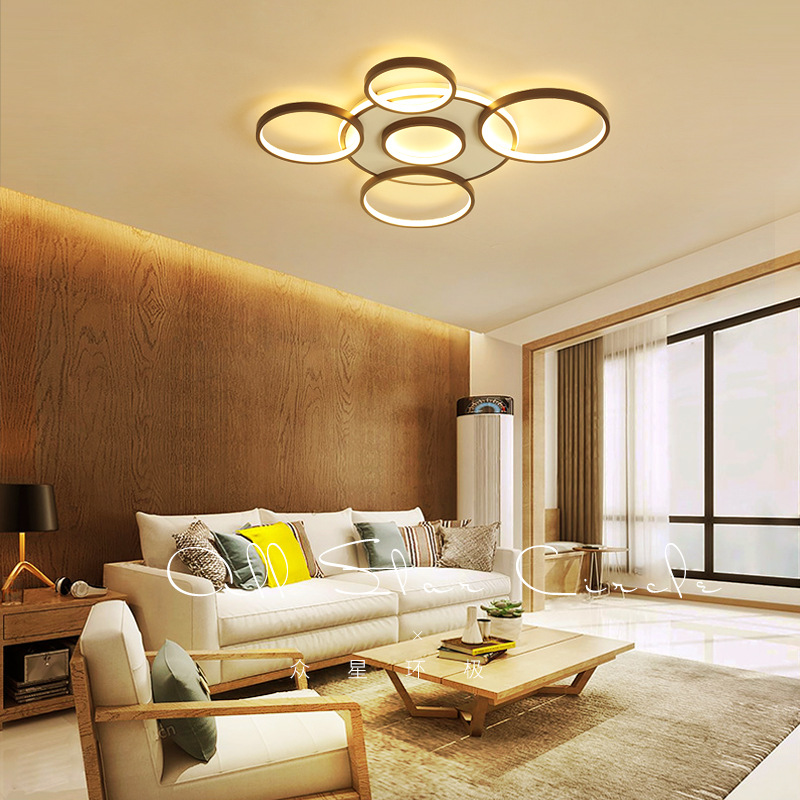 

LED Ceiling Lights Circular Geometric 4 5 6 7 Heads Ceiling Lamp LED Coffee Color Bedroom Living Room Post-modern Nordic Iron Painted