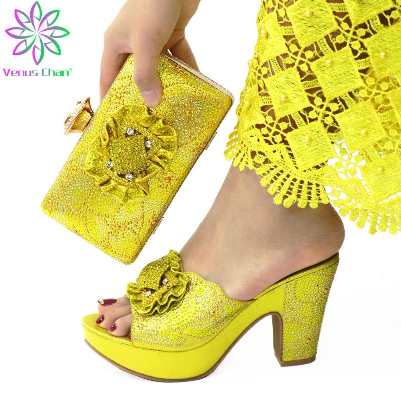 

Nigerian Shoes And Bag Set Decorated With Rhinestone Designer Luxury Women 2021 Bags To Match Italy Dress, Black