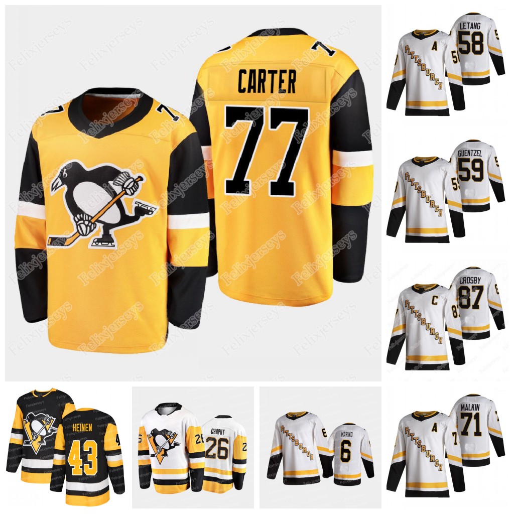 

77 Jeff Carter Pittsburgh Penguins Jersey Sidney Crosby Evgeni Malkin Kris Letang Jake Guentzel John Marino Danton Heinen Brock McGinn Drew, Black;red