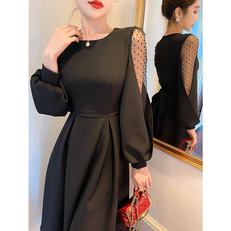 

summer white fairy dress women elegant pathcwork party night dress female office lady lace korean one-piece dress women 2021 new, Black;gray