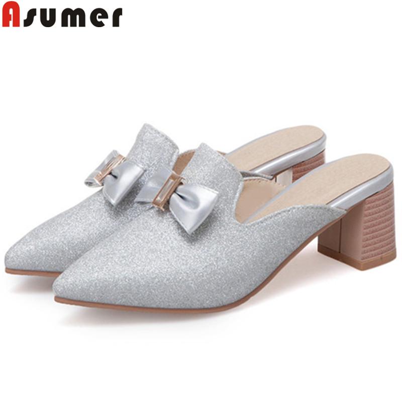 

Dress Shoes ASUMER Plus Size 33-47 Woman Pointed Toe Shallow Pumps Women High Heels Prom Mules 2021, Black