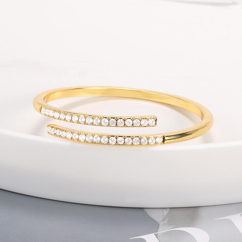 

Bangle Fashion Geometric Crystal Cubic Zirconia For Women Simple Wedding Luxury Bangles Jewelry Party Shiny Accessories