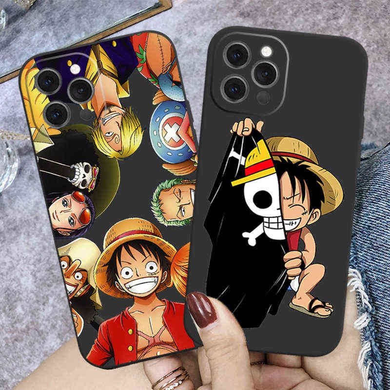 

Anime One Piece Luffy Zoro Nami Sanji Phone Case For New iPhone 13 12 Mini 11 Pro XS Max XR 6 7 8 Plus X SE2020 Soft TPU Cover H1120