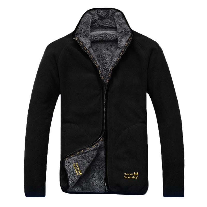 

Winter Warm Polar Coral Fleece Men's Jacket Snowimage Windproof Thick Thermal Reversible Coat Male Plus Size Outerwear Clothes 210518, Burgundy