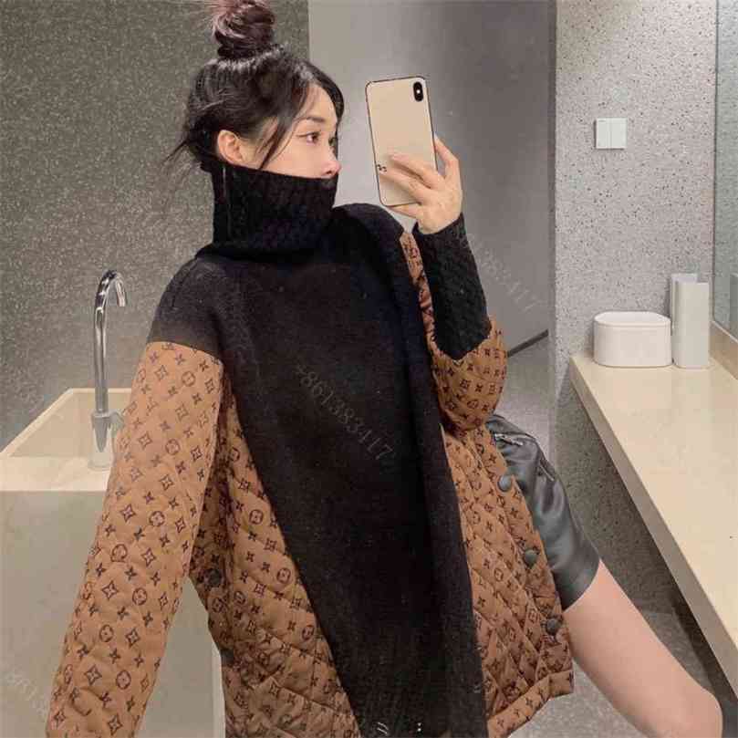 

2021ss designer clothes winter women sweater jacket shirt Louisclothes brand top quality sweater coat wool knit cotton stitching logo jacket, White;black