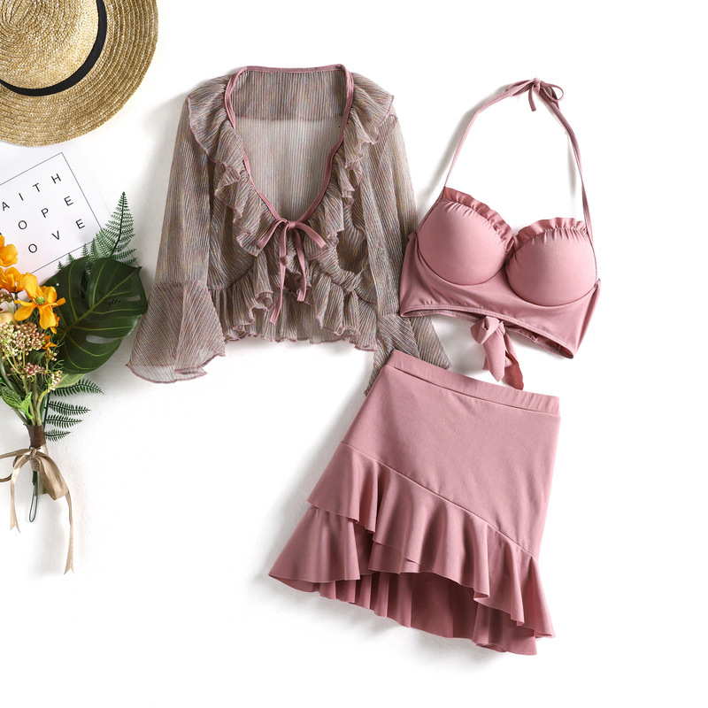 Girl 2021 Bikini Three Swimsuit Piece Suit-image-678530092