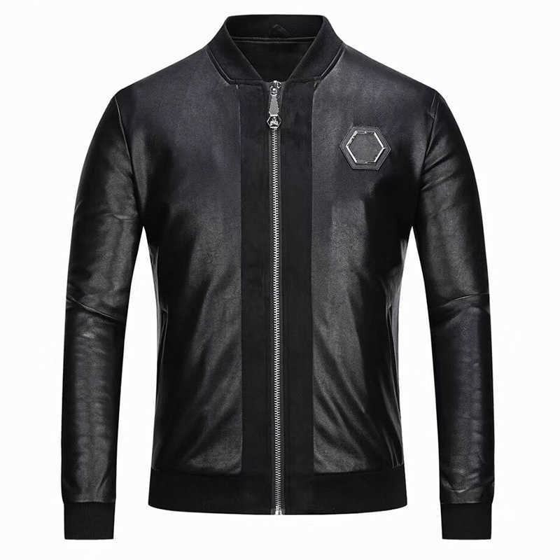 

Faux Leather designer jacket mens Zipper Slim Fit Short hip hop Casual Skull Sport Motorcycle coat Biker Letters embroidery tiger Fitness, 12