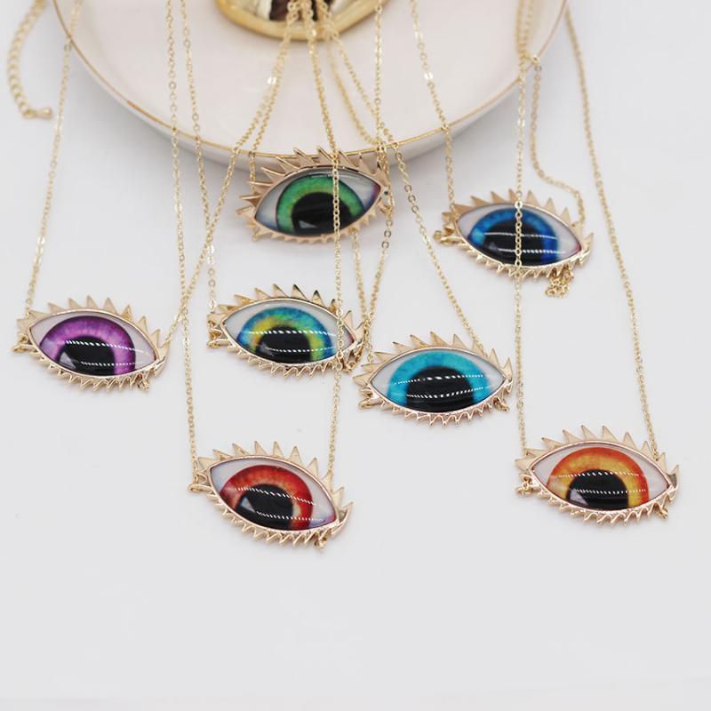 Pendant Necklaces Eye Geometric Necklace Fashion Temperament Metal Gorgeous Simple Chain Tourist Street Shoot Catwalk 619-image-708526763