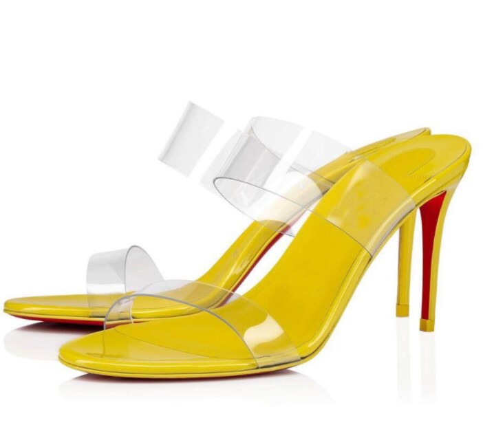 

Perfect Designer Just Nothing Slippers Fashion Sexy Women Brands Red Bottom Mules Sandals High Quality Lady Heels For Dress Wedding mjk0001, Black