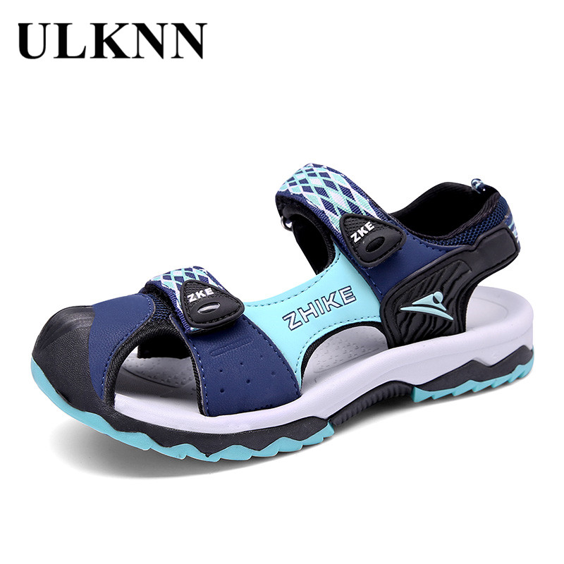 

ULKNN 4-BOYS Closed-toe Sandals 5 CHILDRENS Shoes 6 Kids Beach Shoes 7 Kids 8 Anti-slip Soft-Sole 3 Ten-Year-Old Boy sandals, T2102 black blue