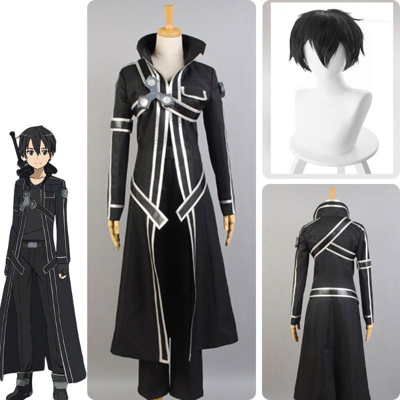 

Sword Art Online SAO Cosplay Costume Kazuto Kirigaya Kirito Halloween Full Sets Outfit Set With Wig For Men Costumes S-XL1