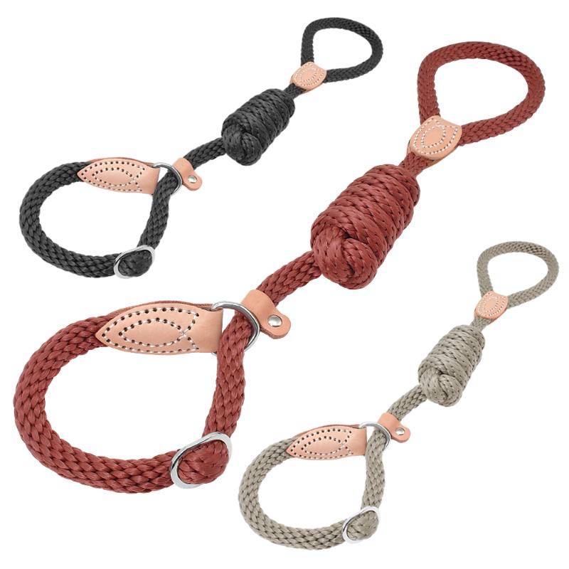 

Dog Collars & Leashes Slip Leash Nylon 5ft Rope Dogs Choke Leads Collar For Small Medium Large Walking Training