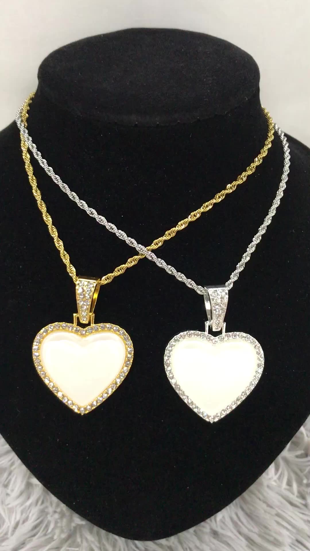 

RubySub 2021 Heart Sublimation Necklace Hip Hop Jewelry Necklace Sublimation Necklace Blanks, Silver