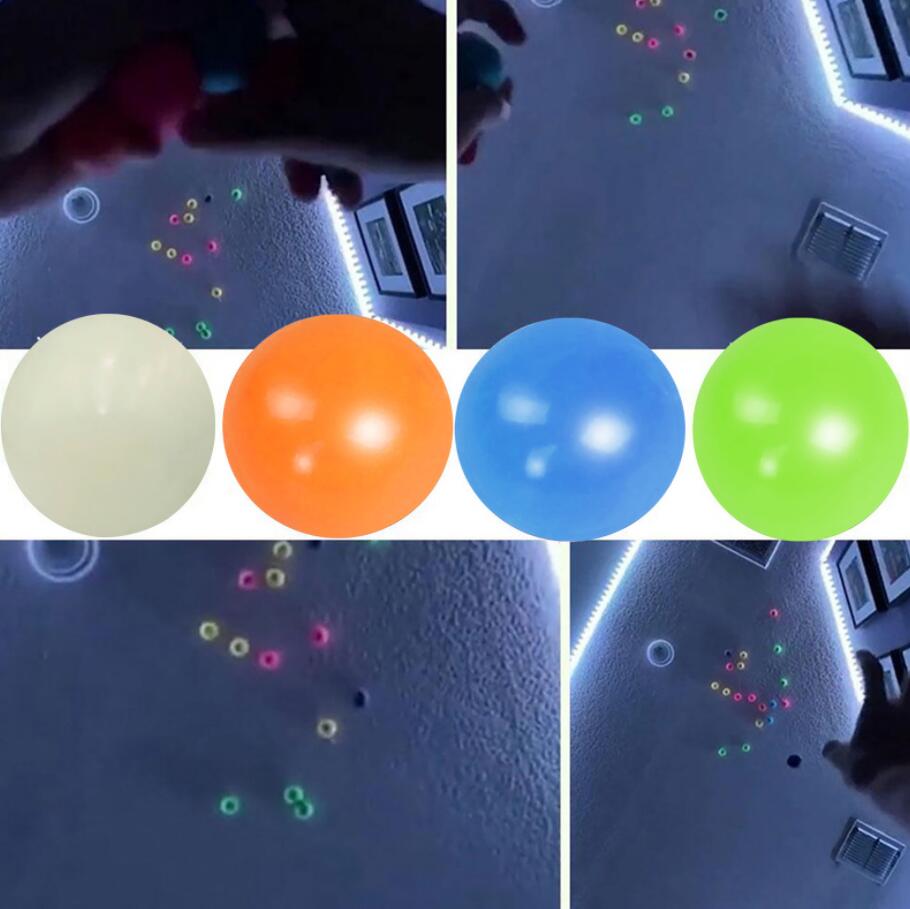 

Luminous Ceiling Balls Stress Relief Sticky Ball Glued Target Ball Night Light Decompression Balls Slowly Squishy Glow Toys for Kids