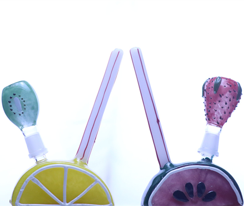 

6.5'' Watermelon and strawberry straw shape hookahs fruit themed glass bong