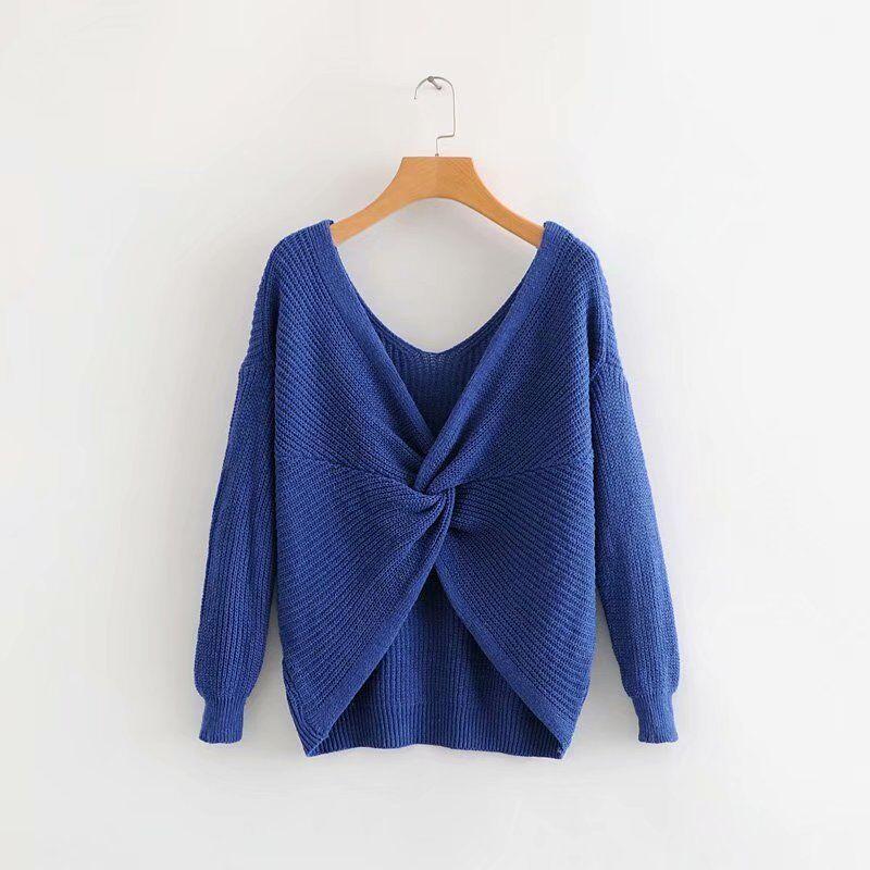 

Women's Sweaters People's Commune 37-1808 European And American Fashion V-collar Knitted Sweater On Both Sides, Beige