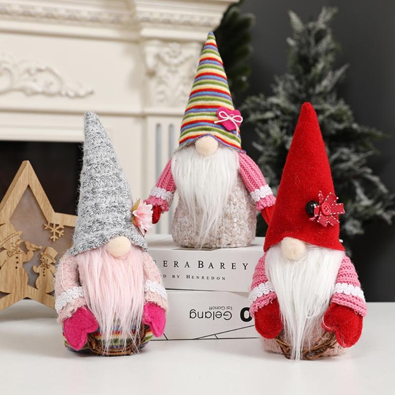

Christmas Decorations Gnome Doll Rattan Circle Ornament Plush For Xmas Party Home Bedroom Dormitory Table Decoration B03E