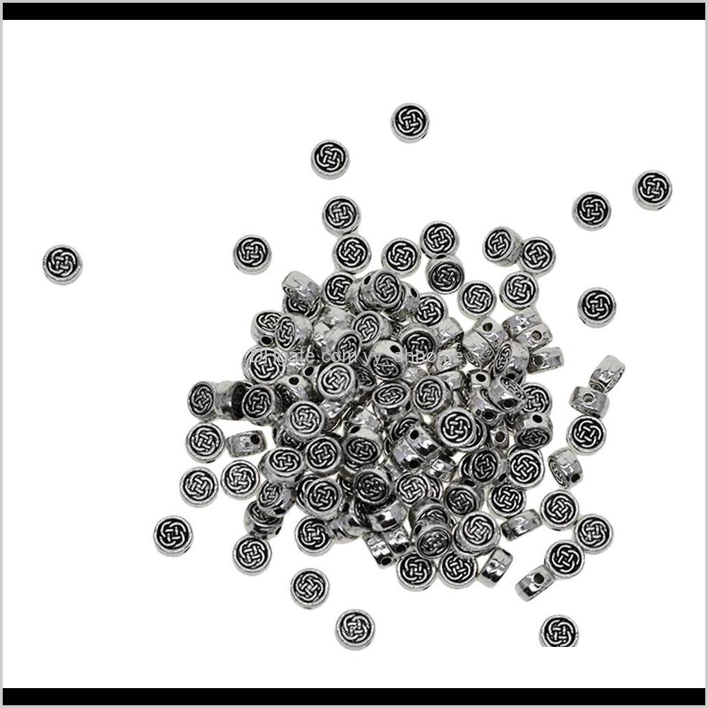 

100Pcs Tibetan Sier Celtic Knot Irish Pagan Round Spacer Metal Beads 6Xm Jewelry Findingsfor Diy Making Crafting Htwxf W4Nlg