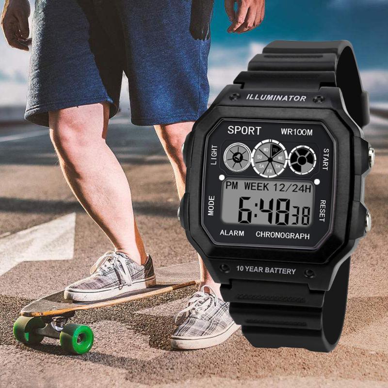 

Top Mens Sports Watches Digital LED Military Watch Men Fashion Casual Waterproof Electronics Wristwatches Relojes, Black