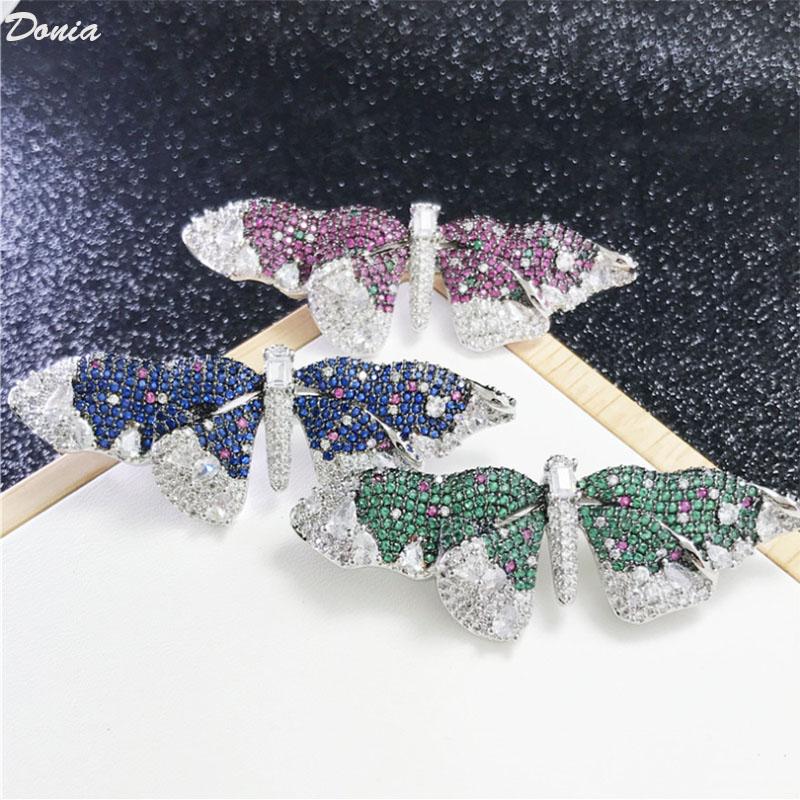 

Pins, Brooches Donia Jewelry Luxury Winter Colorful Butterfly Brooch Copper Micro-inlaid Zircon Ladies Scarf Pin High-end Gifts, Gray