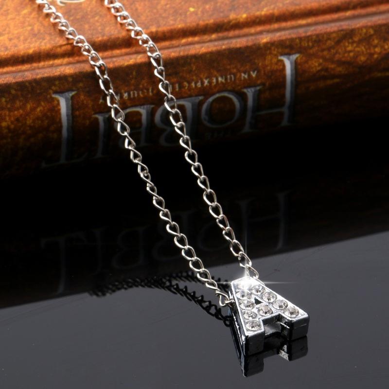 

Pendant Necklaces 1pc Fashion Men's And Women's Alloy Letter Necklace Name Initial Crystal Jewelry A-Z 26