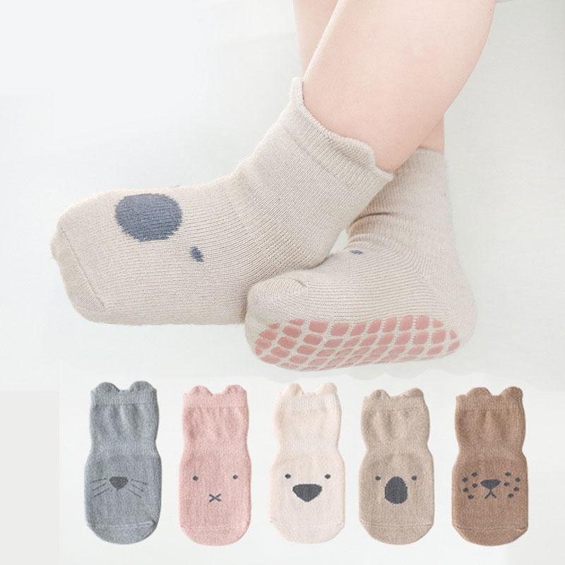 

Socks Autumn Winter Children Cotton Non-slip Floor Sock Baby Toddlers Kids Born Walking Medium Tube For 0-5Y Girls Boy Infant, Random