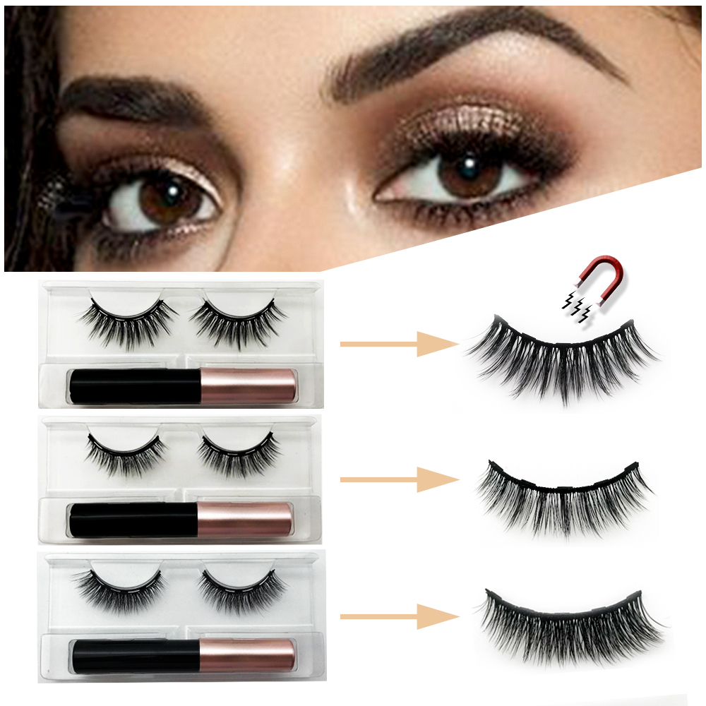 

Wholesale 1 pair Magnetic Lashes Set Natural False Eyelashes Dramatic Volume Fake Lash Magnetic-eyeliner Eyelash Extension
