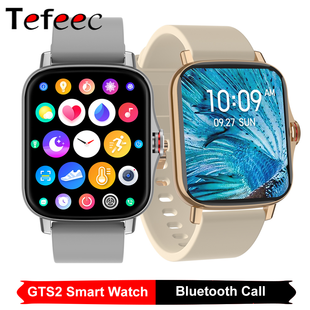 

2021 GTS2 Smartwatch Bluetooth Call Fitness Tracker Heart Rate Monitor Waterproof Blood Pressure Clock GTS mini 2 Smart Watchg, Black