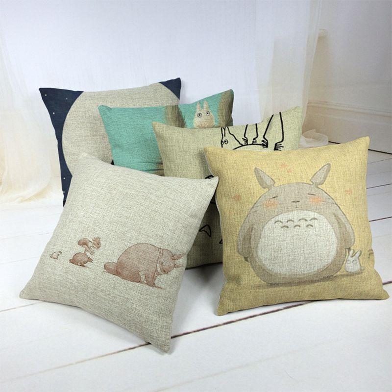 

Cushion/Decorative Pillow Cartoon Style Fashion Decorative Cushions Cute Totoro Printed Throw Pillows Car Home Decor Cushion Cover Cojines