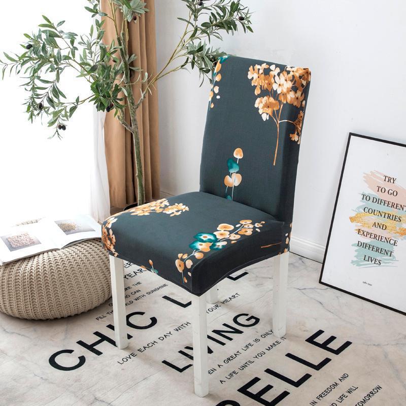 

Chair Covers Stretch Floral Dining Cover Adjustabke Universal Kitchen Slipcover Anti-stain Non-slip Protector For Restraunant